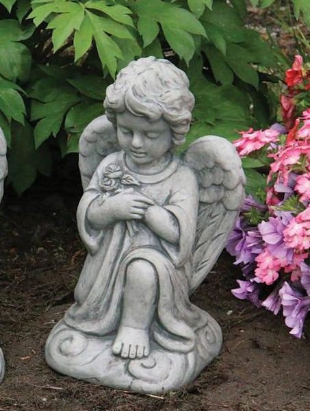 Memorial Sculptures Sweet Blessings Angel with Roses Statue Cement